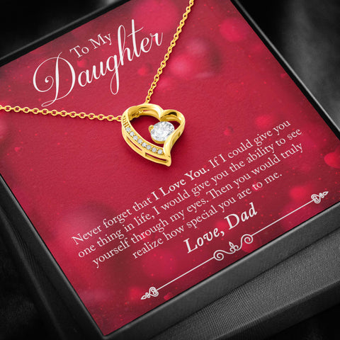 Valentines Dad to Daughter Heart Necklace